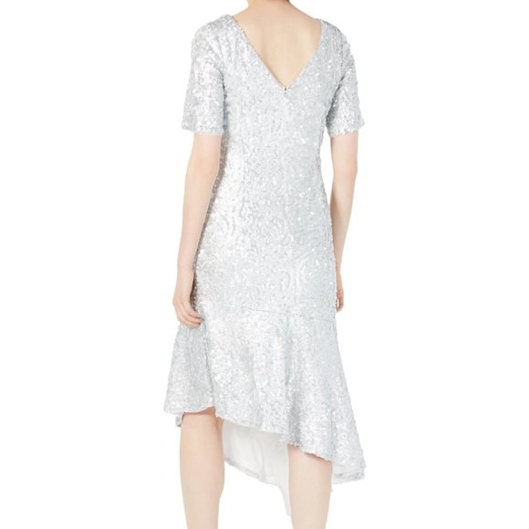 Adrianna Papell Silver Asymmetrical Dress - Picture 3 of 9